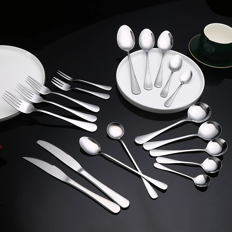 

19pcs Amazon hot sell food grade 410 stainless steel tableware set high quality western food spoon steak fork knife set