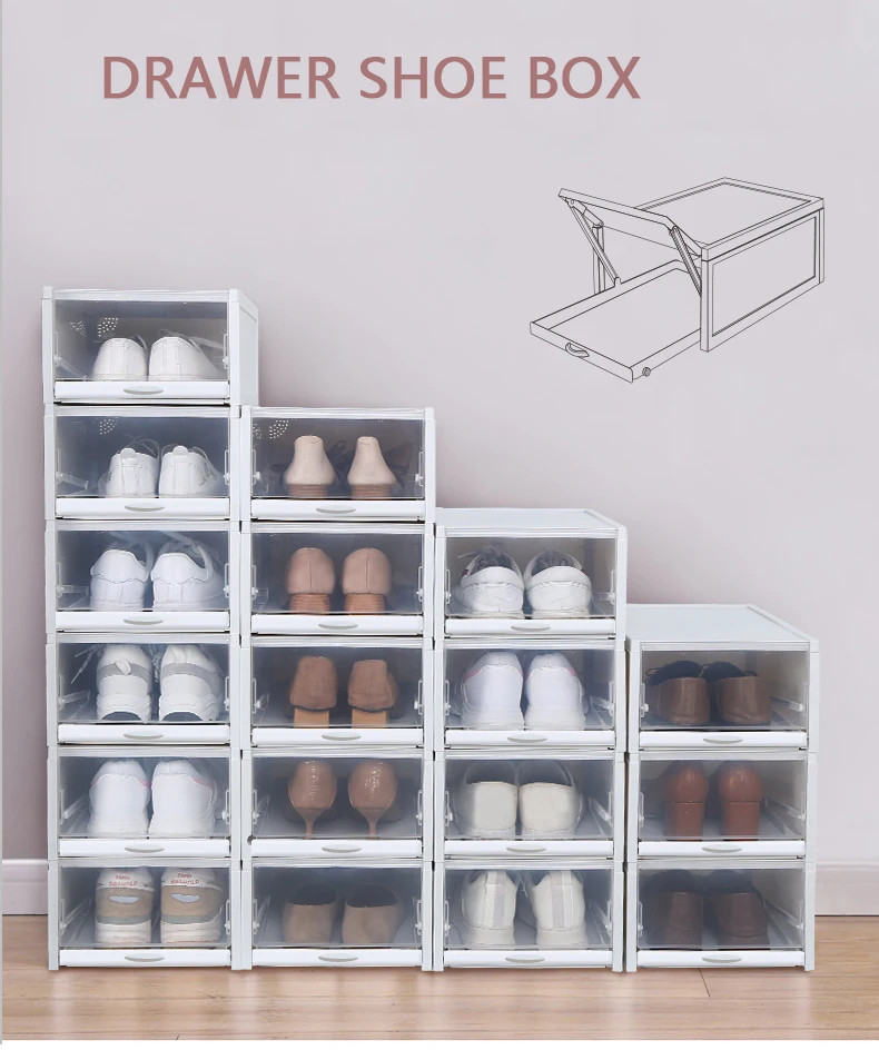 clear plastic foldable shoe boxes