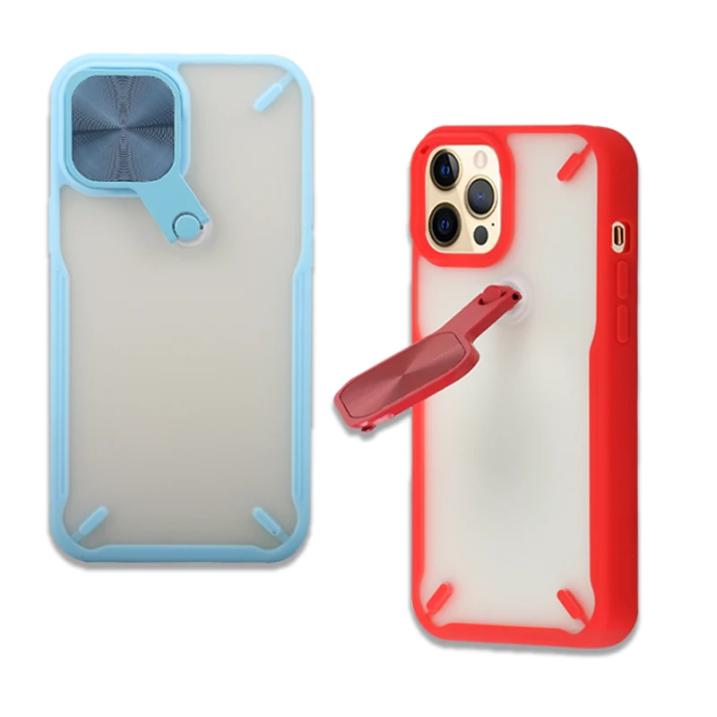 

Latest design lens protect and all rotatable around stand holder tpu+pc matte phone cover for iPhone11 12 12PROMAX, 8colors