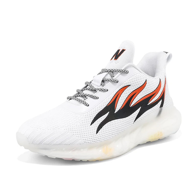 

2021 New Fashion Comfort Popcorn Bottom Fluknit Upper Rubber Sole Walking Sneaker For Mens