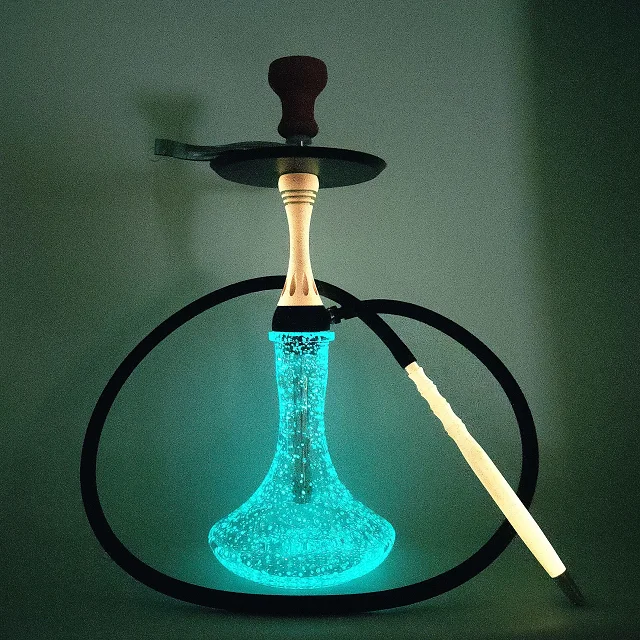 

Fashion Luxury Smoking Set Glass Hookah Shisha High Level Hookah Base Design With Luminous Light, Red, green, grey, white