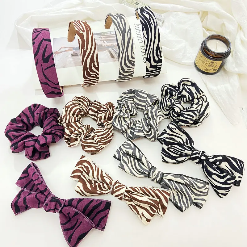 

New Fashion Design Zebra Pattern Bow Knot Tie Hair Clips Headbands Accessories for Black Girls, Colorful