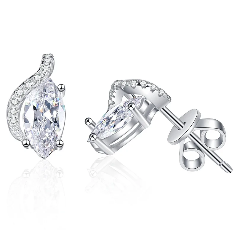 New Arrival Unique Design 925 Sterling Silver 0.5Carat Marquise Cut Angel Eye Moissanite Stud Earrings for Women