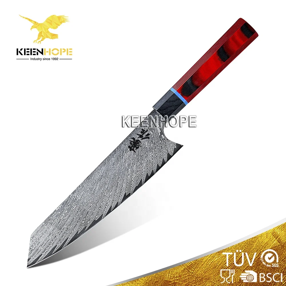 

Stunning 67 Layers Damascus Steel Knife VG10 Core Professional Chef Knife 8 Inch Kiritsuke Knife G10 Handle Product