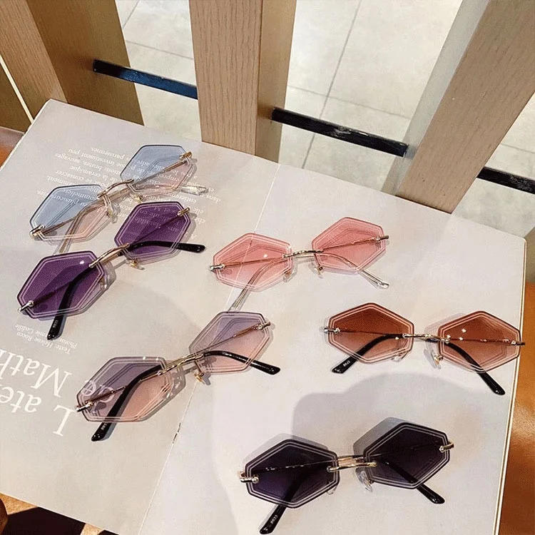 

Male Female Tide Children Wholesale Sunglasses Rimless Trimming Diamond Boy Girl Cool Metal UV400 Kids Sun Glasses Sunglasses, 6 colors
