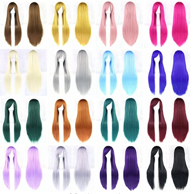 

Women's Long Straight Full Wigs Costume Synthetic Hair Wigs for Halloween Cosplay Party Girl Women, Customer request