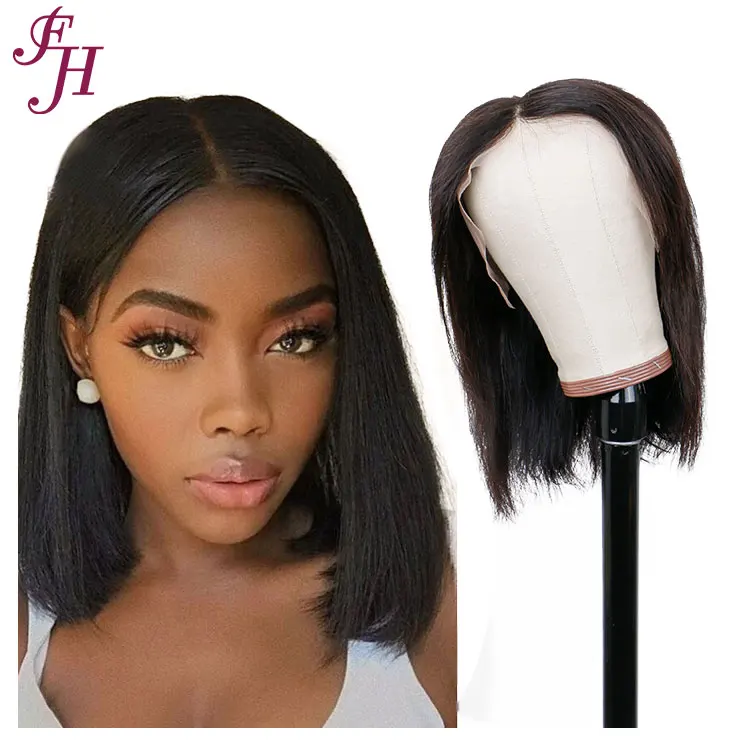 

FH china wholesale 12 inch brazilian hair lace front short wig mongolian transparent hair bob wig human hair wigs