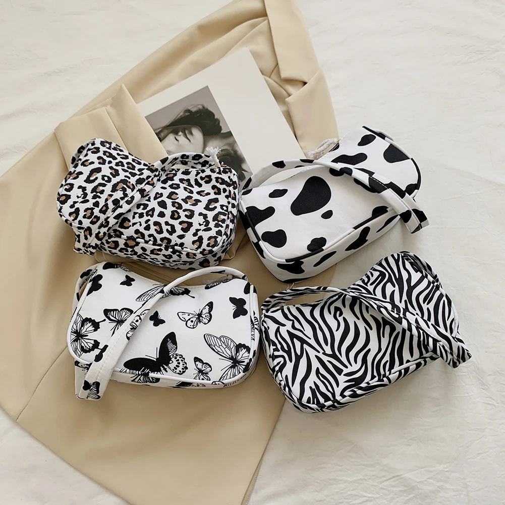 

Animal Pattern Print Canvas Shoulder Underarm Bag Vintage Ladies Small Purse Handbags Casual All-match Fashion Women Square Bags