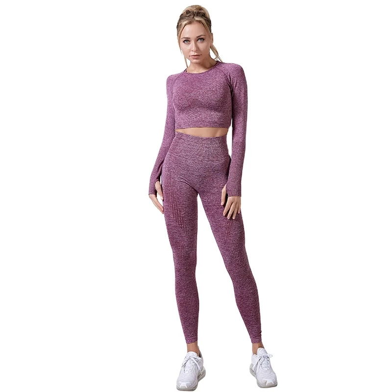

Yoga Wear Women in Europe and the United States new tight spot seamless long-sleeved fitness clothes women exercise suit