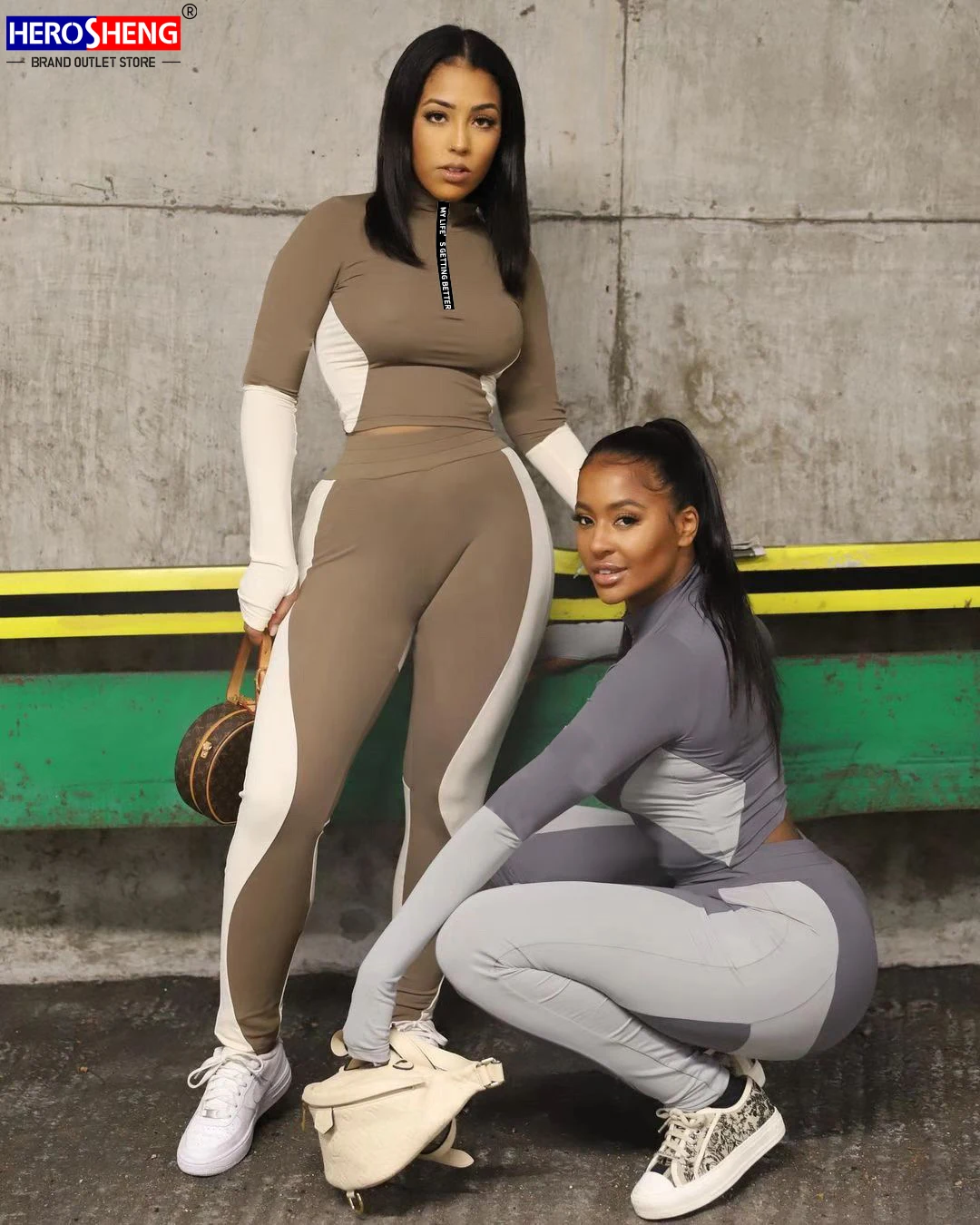 

Women fall clothes 2021 Two Piece Fitness Gym Yoga Wear Legging Set For Women Athletic Plus Size Activewear women tracksuits