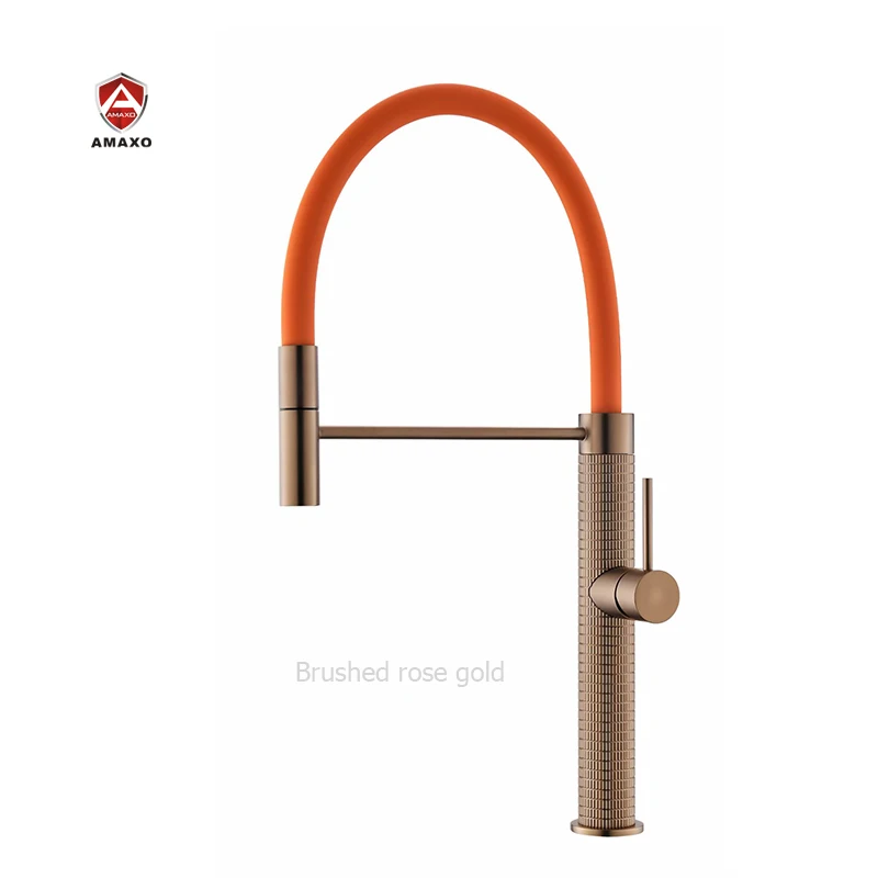 

Brass Long Neck Single Handle Pull Down Kitchen Sink Faucet