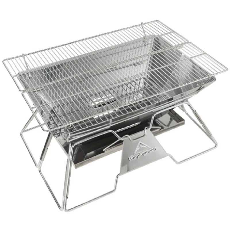 

Outdoor thickened grill stainless steel folding grill wood fire charcoal grill