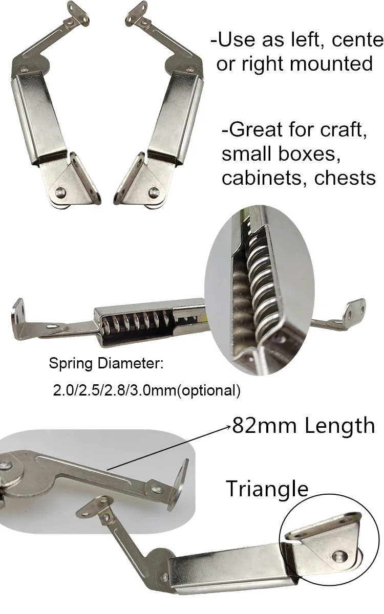 Spring Loaded Toy Box Slow Release Hinge Furniture Lid Safety Support