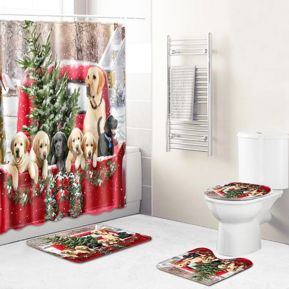 

Christmas Santa Claus Promotion Custom Design Digital Printed Mildew Resistant Waterproof Bathroom designers shower curtain