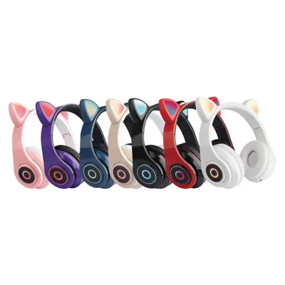 

New Foldable cat B39 Wireless Earphones BT 5.0 Headphones with LED light Gaming Headset Earphone For Girls gift