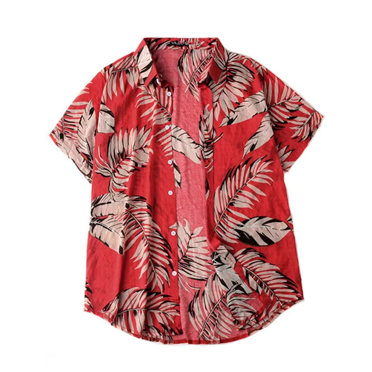 

custom wholesale cotton Digital printing men's hawaiian shirts, Custom color