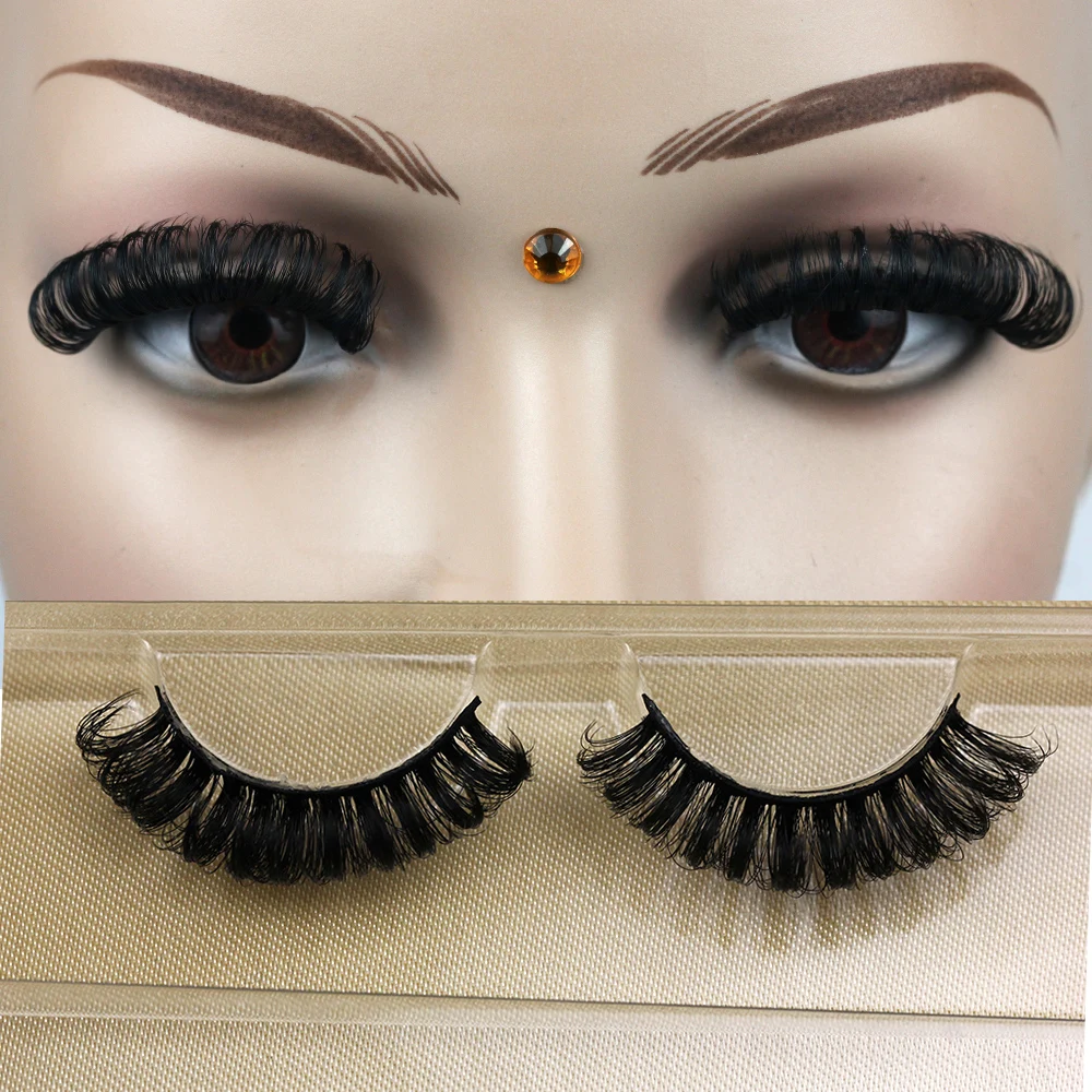 

QL5D28 wholesale false eyelash 3d faux mink 10mm d curl strip eyelash russian strip lashes, Natural black