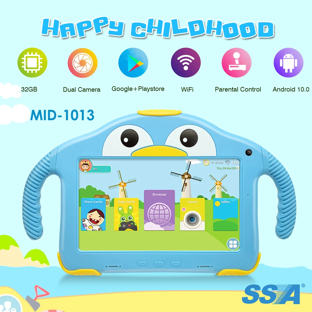 

7 Inch Kids Tablet PC Early Kids Education Cheap Android Gaming Tablet Wifi Baby Tablets with RAM 1GB Storage 32GB Android 10.0, Green and pink
