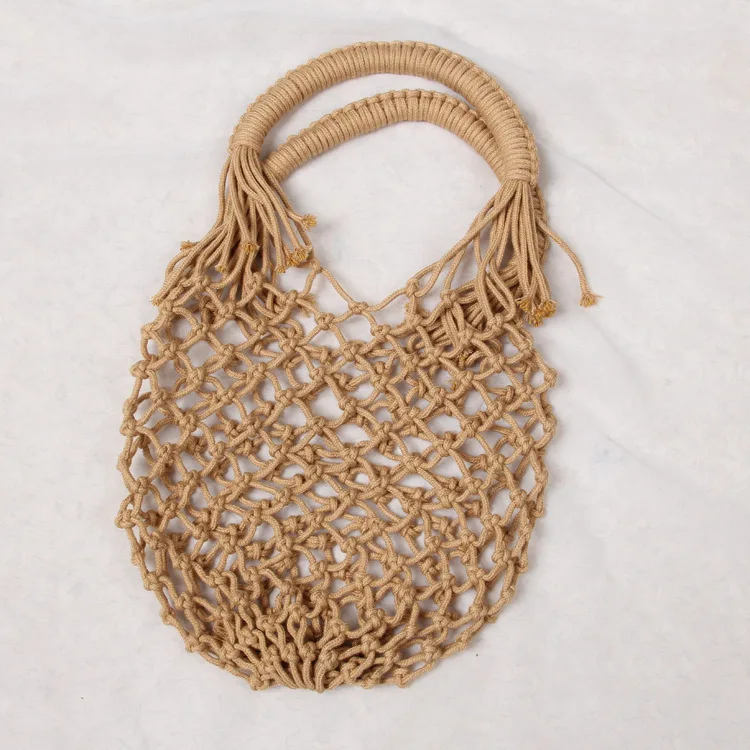 

Fashion Cotton Recyclable Eco Handmade Mesh Shopping Grocery Fruit Carry Macrame Bag Multifunctional, 2 choices