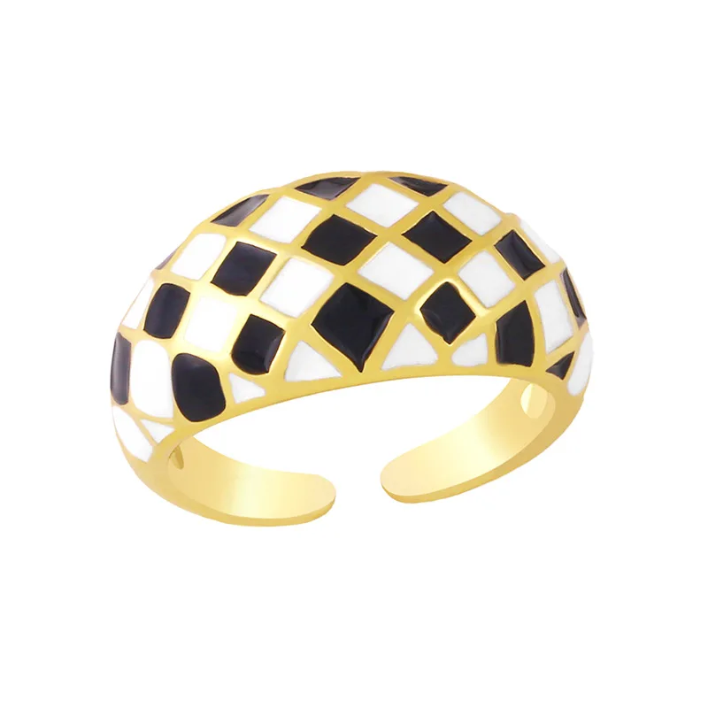 

Fashion brand 18k Gold-plated wedding rings gold couple Love Checkerboard Jewelry