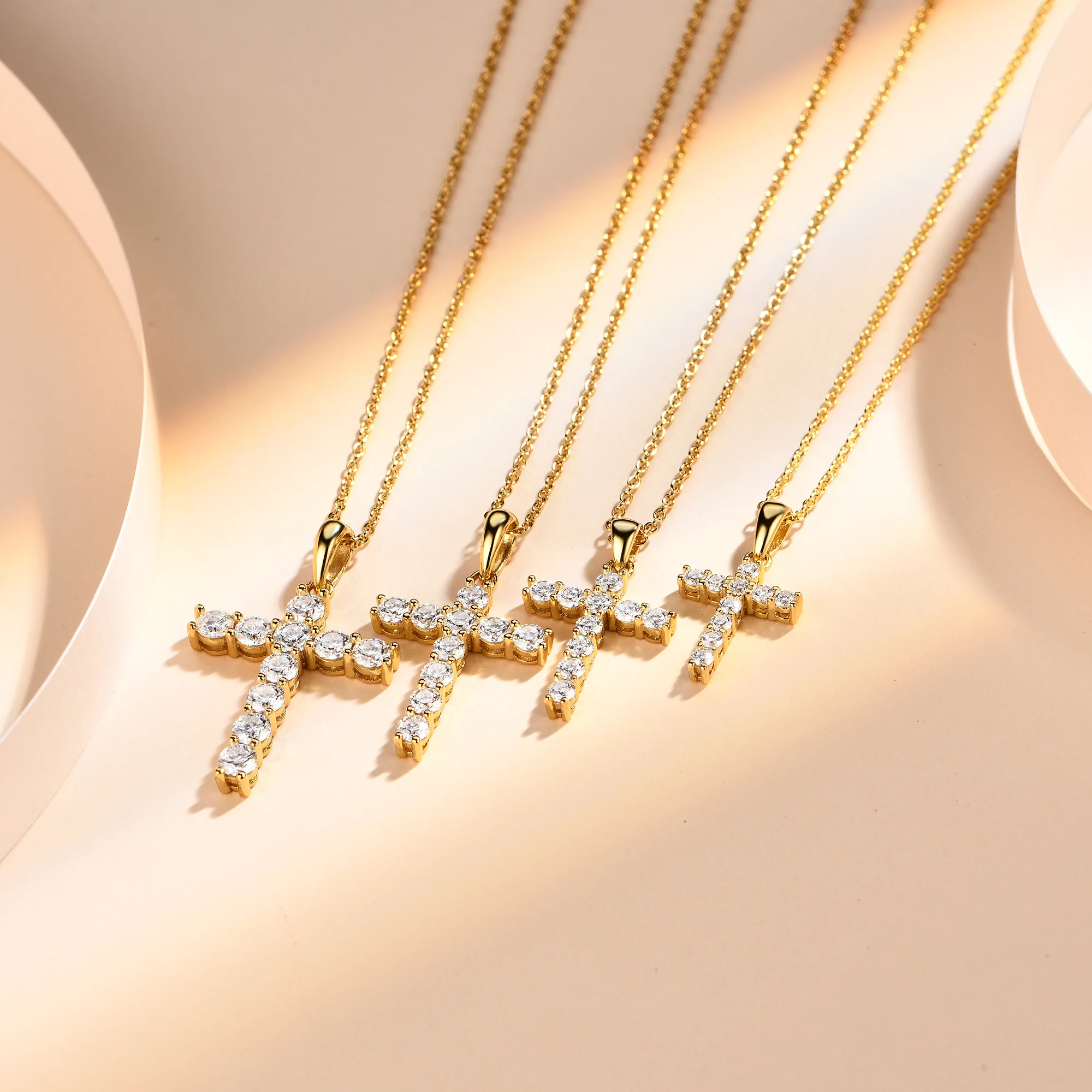 Fine Jewelry  Moissanite 18k Gold Plated Religious Crucifix Cross Key Chain Christian Craft Gift Pendant 925 Silver for Unisex