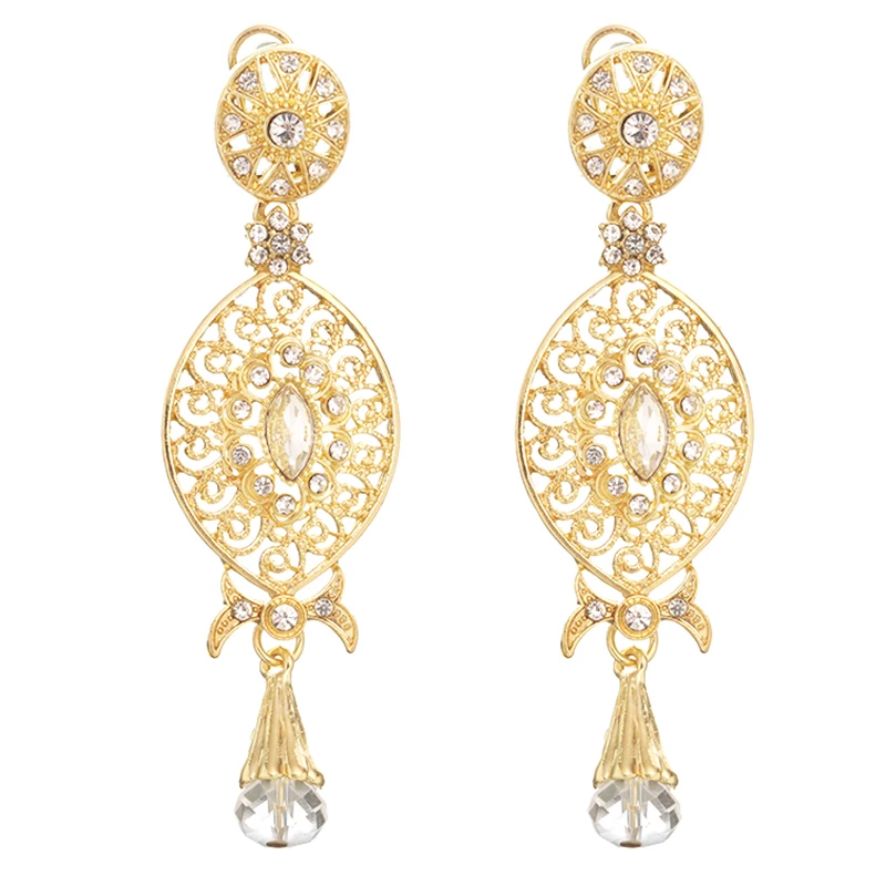 

Classic wedding jewelry new style earrings Moroccan style French hook earrings manufacturers direct, Gold and silver