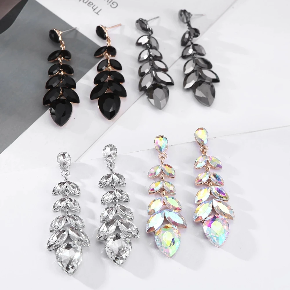 

Kaimei Wedding Party Jewelry Oorbellen Fashion Brincos Drop Earring Leaves Shape Elegant Big Long Pendant Earring for Women, Many colors fyi