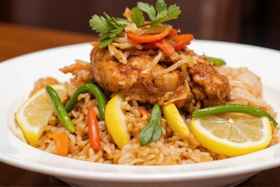 Close-up of Wild Ginger Sicklerville signature dish Wild Ginger Chicken with rice and vegetables