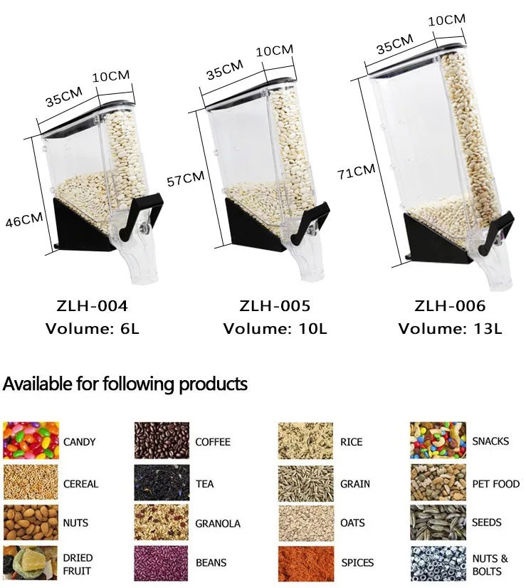 Bulk Cereal Nuts Food Dispenser Bulk Food Bin Gravity Feed Bins For