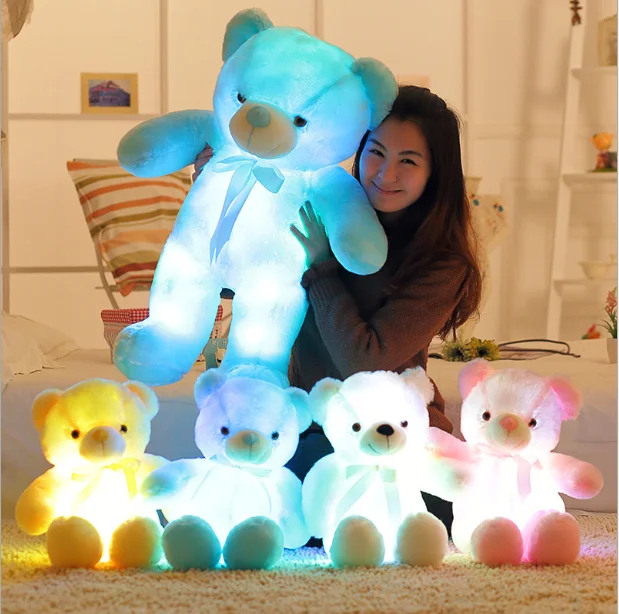 

Free Drop Shipping 50cm Creative Light Up LED Teddy Bear Stuffed Animals Plush Toy Colorful Glowing Christmas Gift for Kids