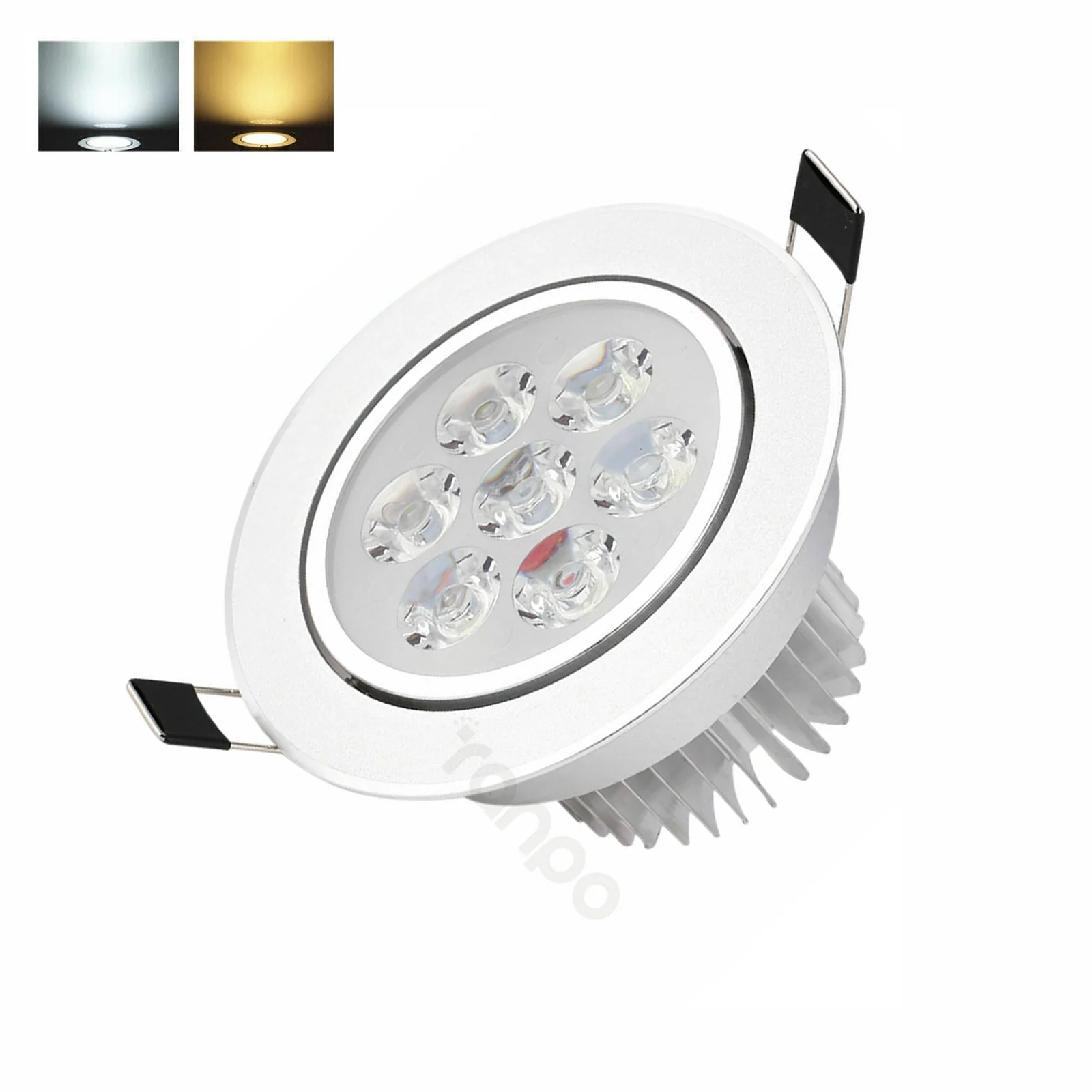 LED Ceiling Light Bulb 7W Recessed Downlight 110V - 220V Spotlight Lamp Round Down Light with Driver 3000-6500K Cut-out 90mm