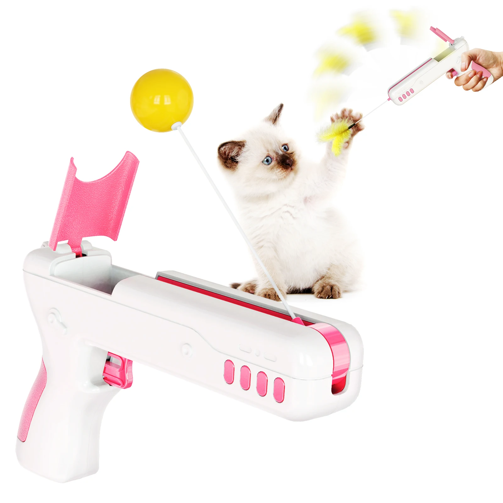 

Pet supplies factory wholesale company's new hot style badminton stick cat rebound toy cat ball drop cat stick, Picture