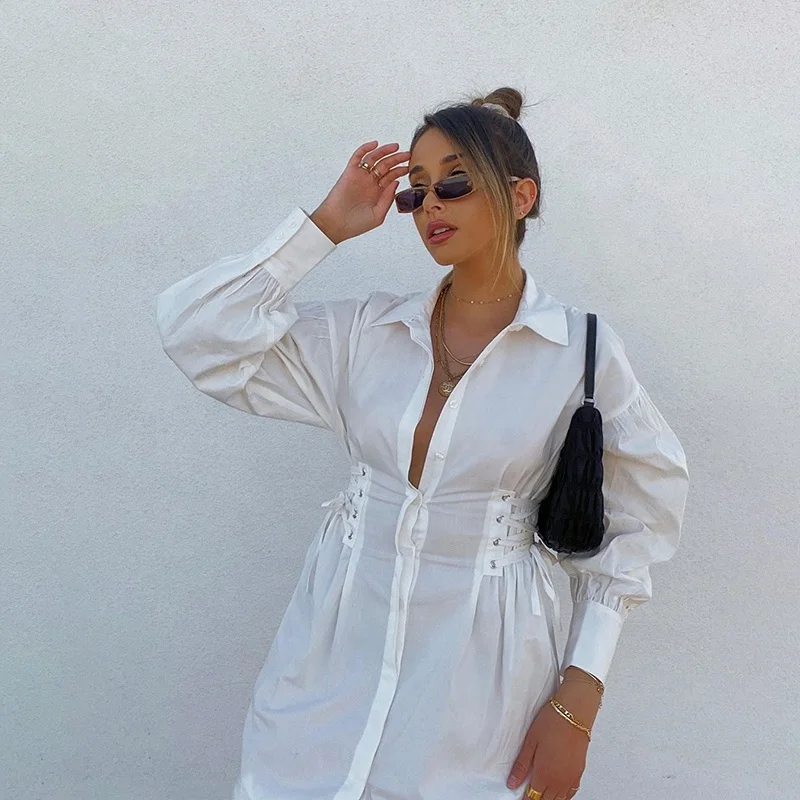 

Youbor factory trending products 2021 new arrivals ladys casual dress v neck sexy milk silk dresses women lady elegant sexy, White