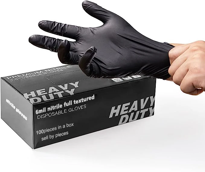 

6 mil full textured mechanical Heavy duty industry tattoo custom logo latex free powder free nitrile disposable-gloves gloves