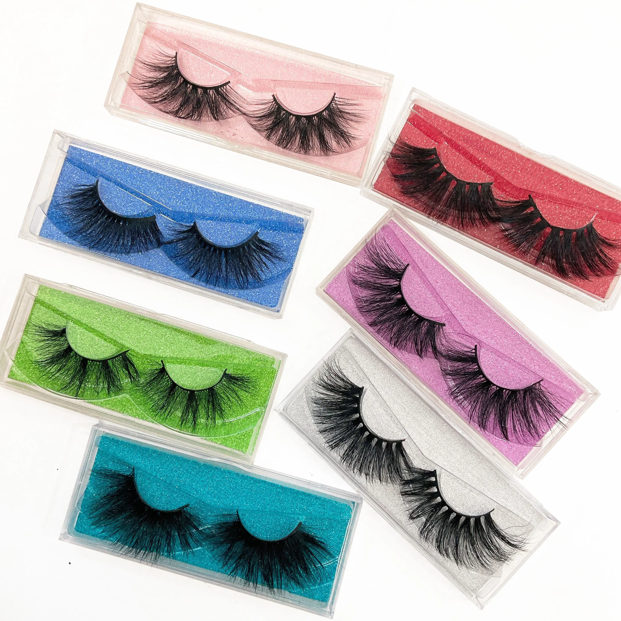 

Wholesale Custom Packaging Eyelashes Private Label 100% Real Mink Lashes 3D Mink 25mm Eyelashes, Black