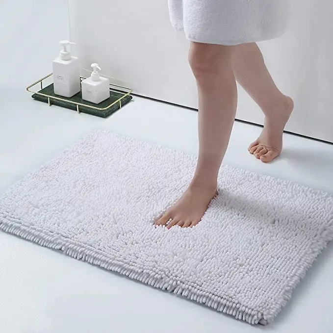 

Custom Holiday Bathroom Mats Hot Sell Soft Fluffy Microfiber Chenille Floor Mats Doormat Cushion Bath Mat