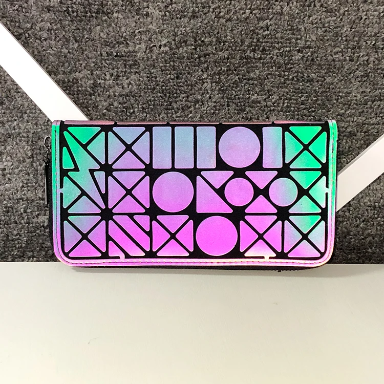 

New Multiple compartments Luminous Geometric Travel money wallet Clip fashion women leather long wallet