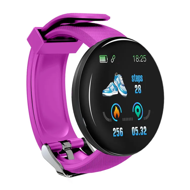 

Free Sample 1.3 Inch Round Screen Heart Rate Blood Pressure Waterproof D18 Smart Watch Bracelet