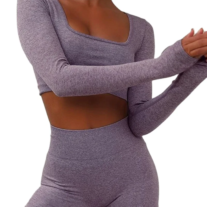 

Women's Super Stretch Comfortable Low Cut Square Collar Gym Running Yoga Active Sports Wear Set, 6 colors