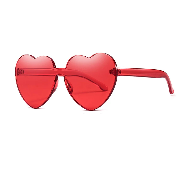 

Cute Frameless Plastic Custom Design One Piece Heart Shade Shaped Sun Glasses Sunglasses