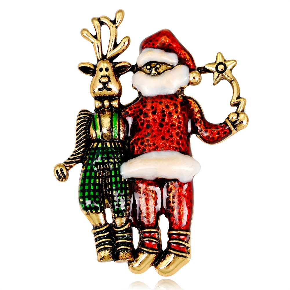 

Cartoon Figure Elk and Santa Claus Dance Brooches for Women Children Enamel Brooch Pins Jewelry Accessories