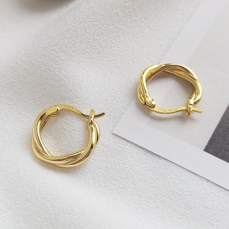 

VIANRLA 925 sterling silver minimalist 15 mm gold plated tiny hoop earrings