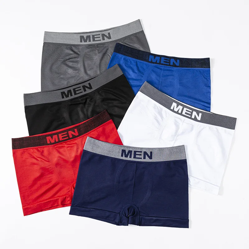 

Brand Men Boxer Shorts Briefs Casual Solid Underwear Boxer Shorts Polyester Seamless Underwear cuecas boxers par hombr jov, As picture shown