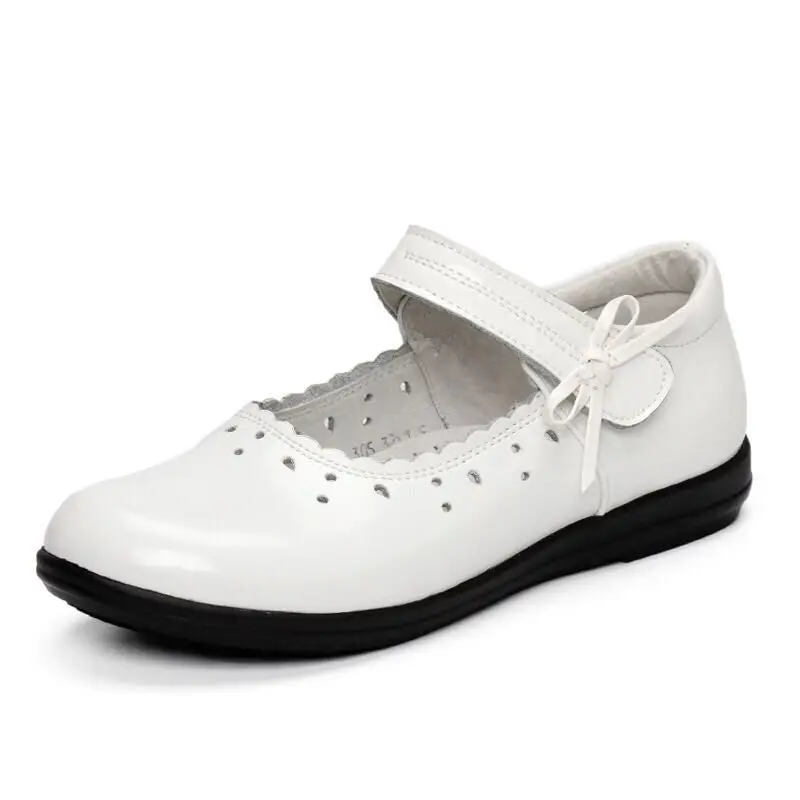 

New arrival girls kids casual leather shoes school student shoes, White/black