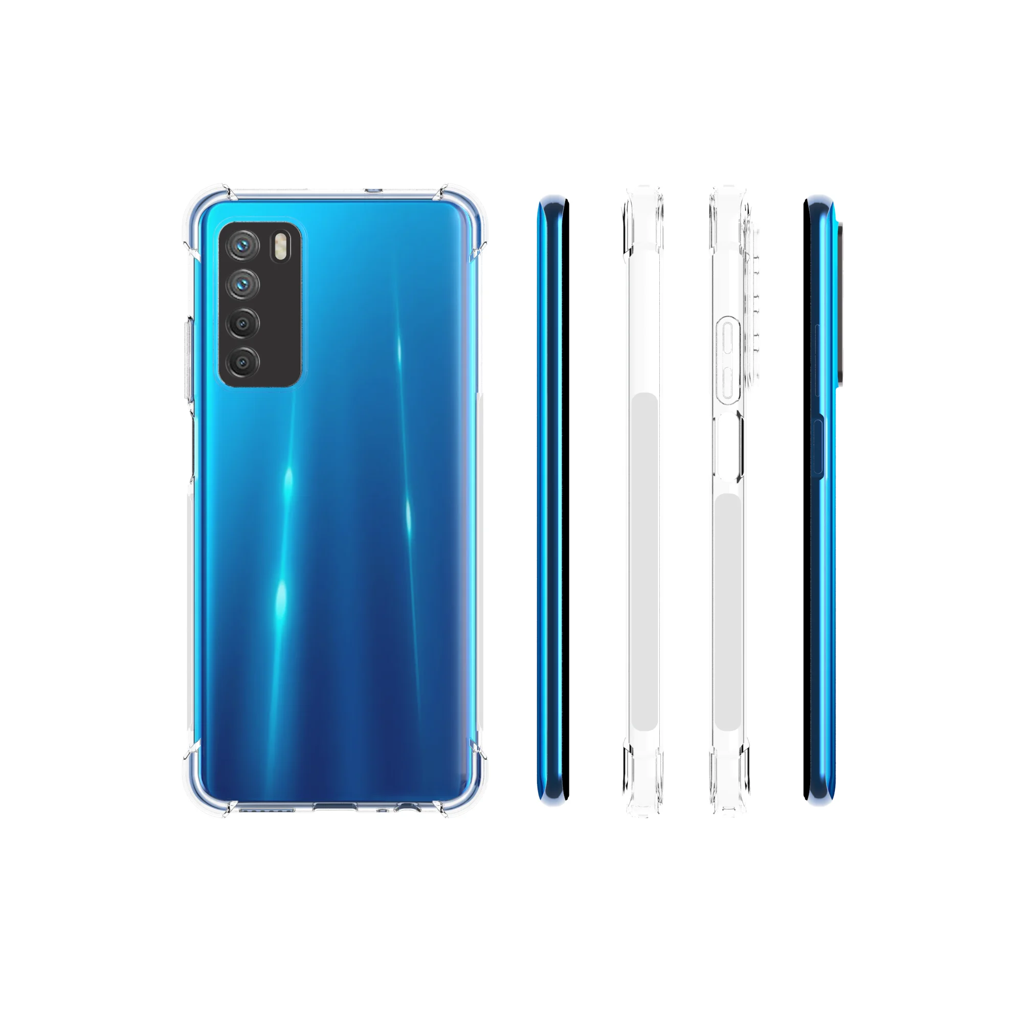 

Clear Shockproof 360 Matte Bumper Slim TPU Cover Case For Huawei Honor Play 4 2020, As pictures