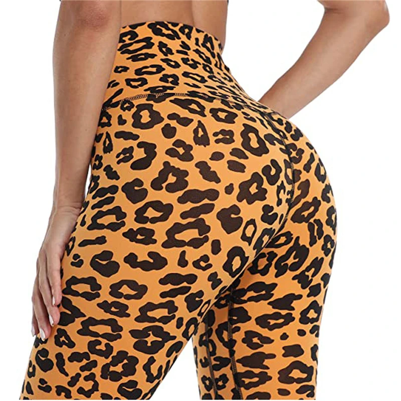 

High Waist Yoga Pantalones Womens Push Up Leopard Printed Yoga Legging Fitness Tights Running Gym Sportswear Sport Leggings, Customized color