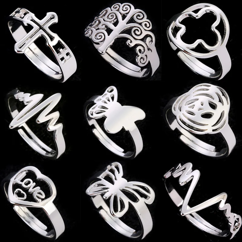 

butterfly ring jewelry women stainless steel jewelry 316l Stainless Steel Viking geometry Rings adjustable Jewlry 2021