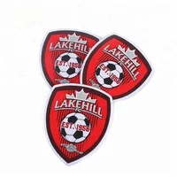 

Badges Maker Iron on Custom Football Club Name Logo Soccer Jersey Woven Crest Patches for Uniform