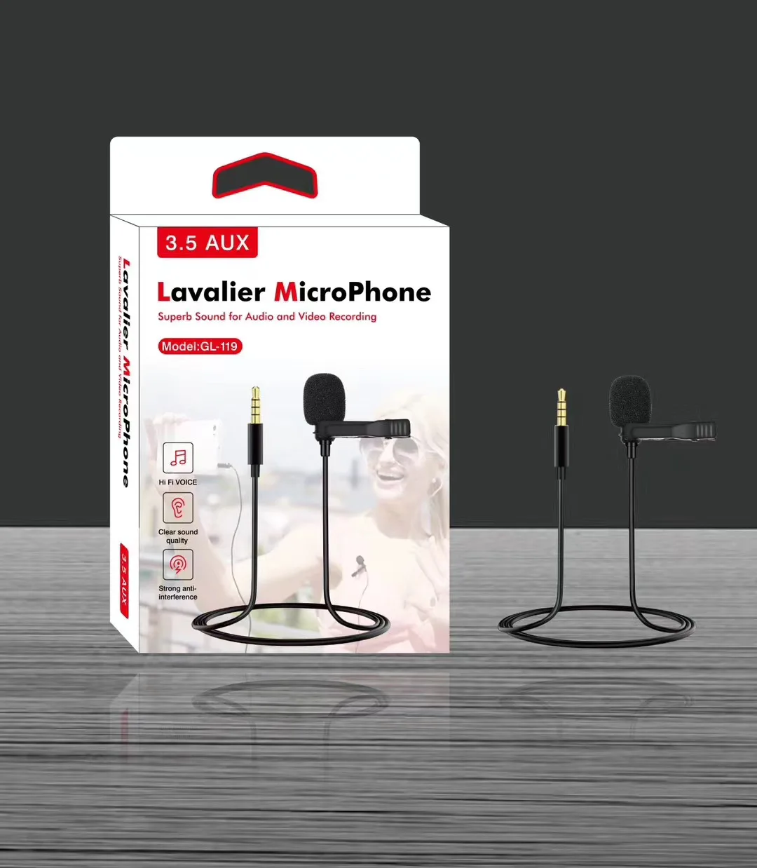 

Portable Lavalier Microphone Condenser Clip-on Lapel Mic Wired Mikrofo/Microfon for Phone for Laptop PC, Black