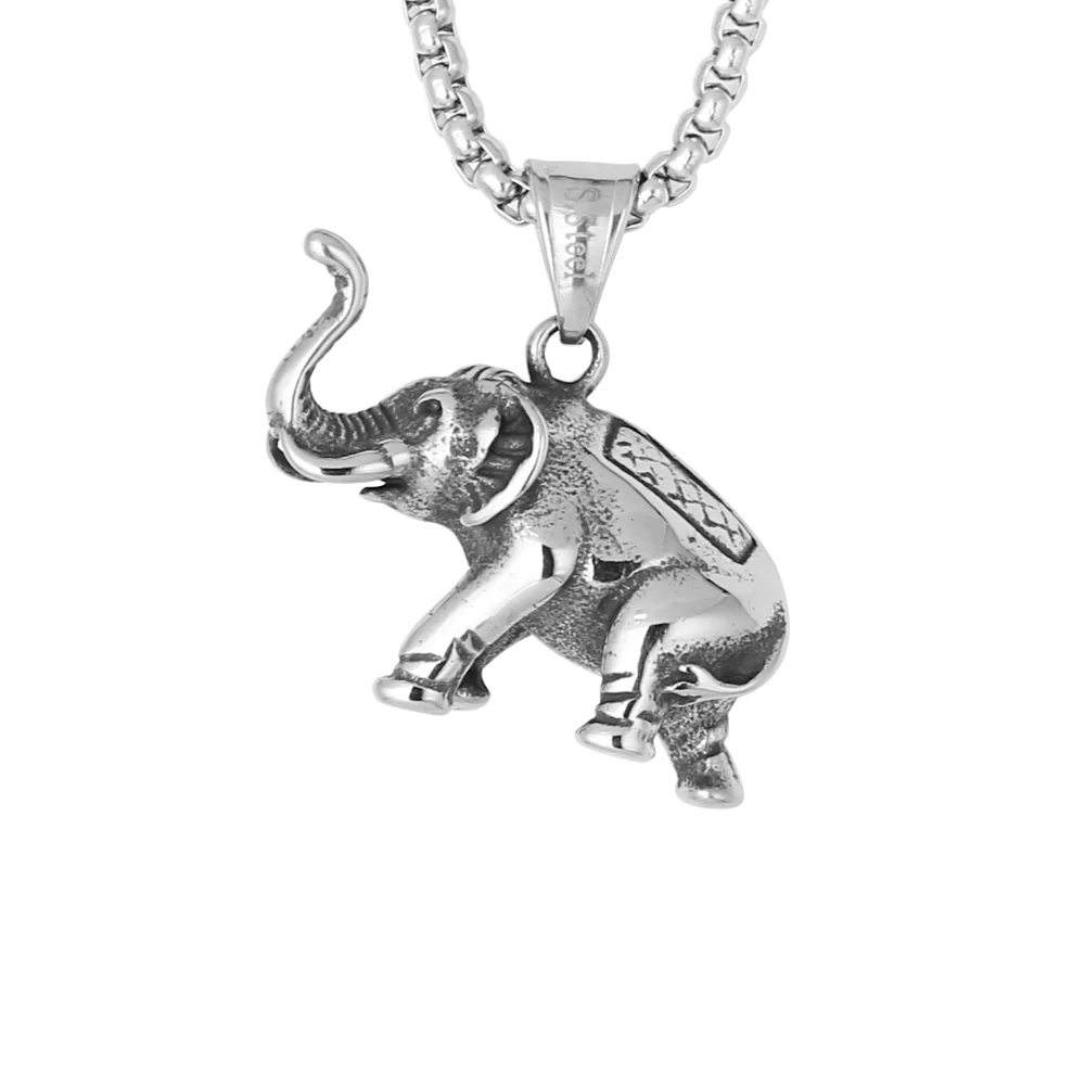 

New Arrival Animal Necklace Pingente 3D Design Stainless Steel Elephant Pendant